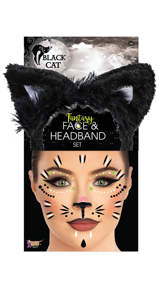 Black Cat Face and Headband Set