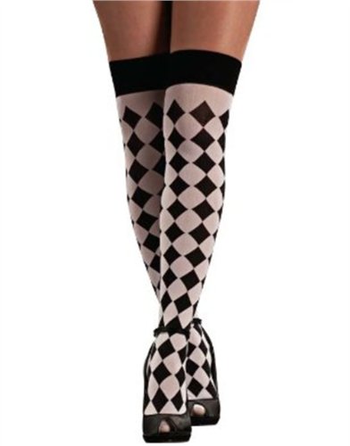 Harlequin Black & White Thigh Highs