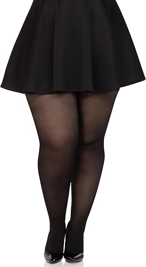 Opaque Sheer to Waist Tights with Cotton Crotch - Queen Size