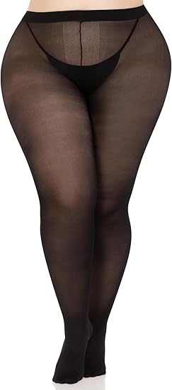 Opaque Sheer to Waist Tights with Cotton Crotch - Queen Size