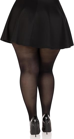 Opaque Sheer to Waist Tights with Cotton Crotch - Queen Size