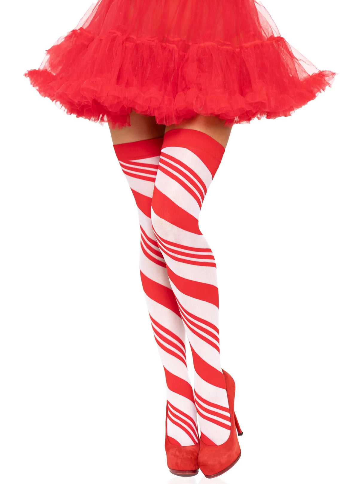 Sheer Candy Cane Striped Thigh Highs
