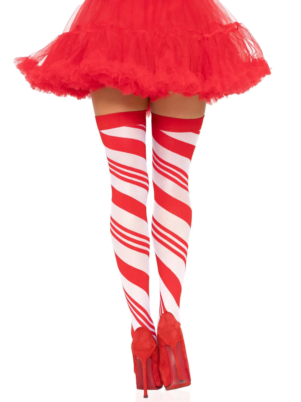 Sheer Candy Cane Striped Thigh Highs