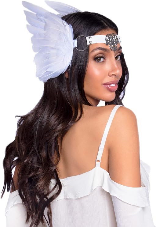 Feather Headband with Metal Medallion Accent