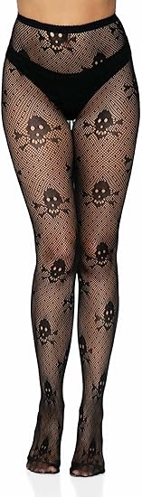 Micro Net Skull Print Pantyhose