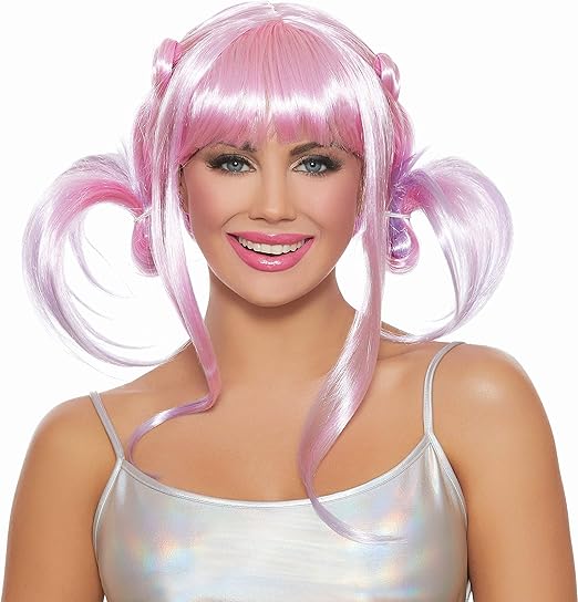 Pink Anime Ombre Wig with Pig Tails