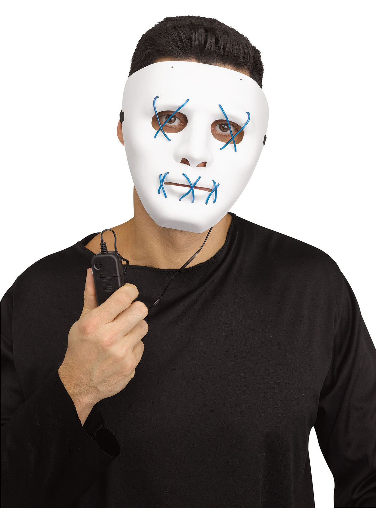 White & Blue Light-Up Illumo Face Mask