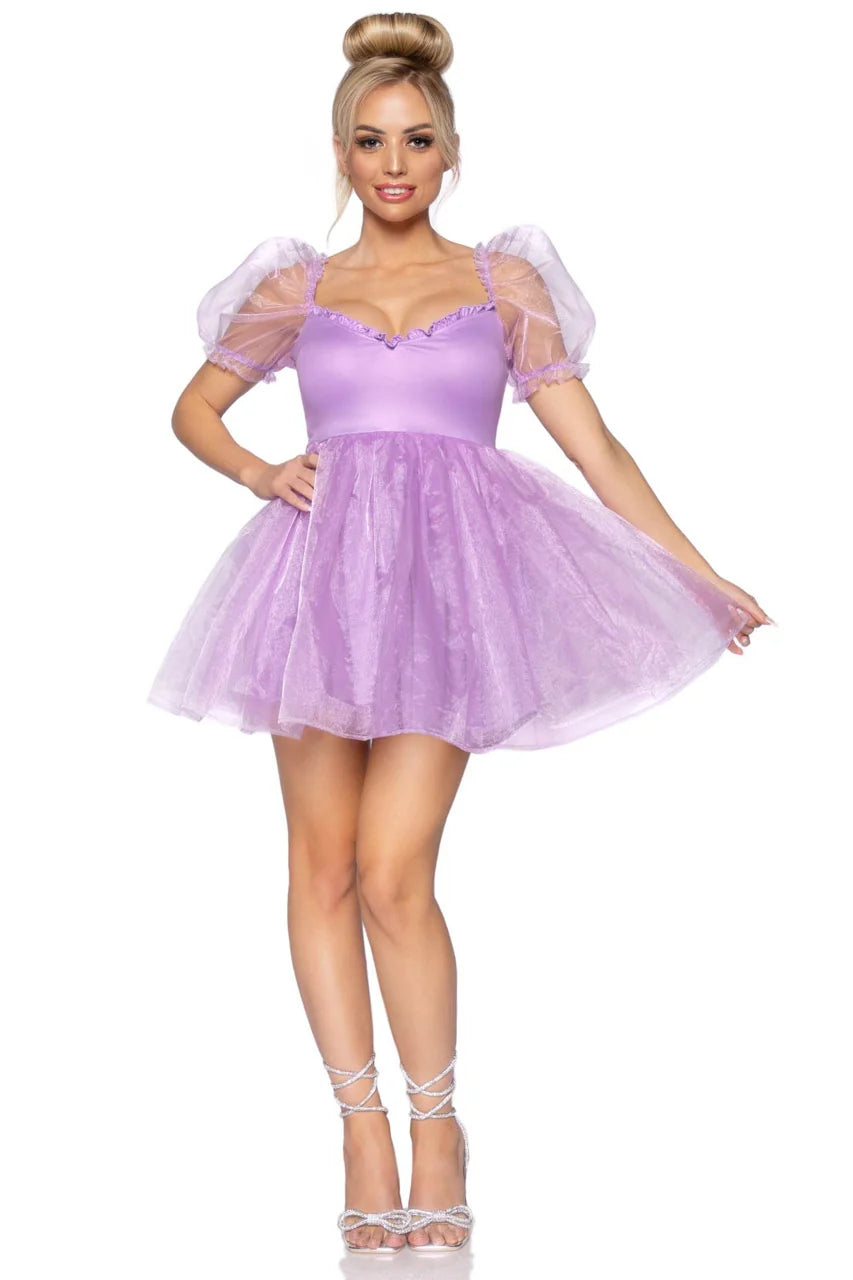 Frosted Organza Purple Babydoll Dress