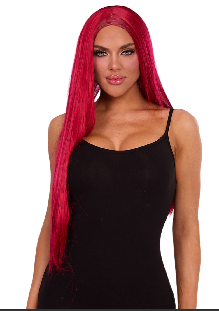 33" Long Straight Wig Red