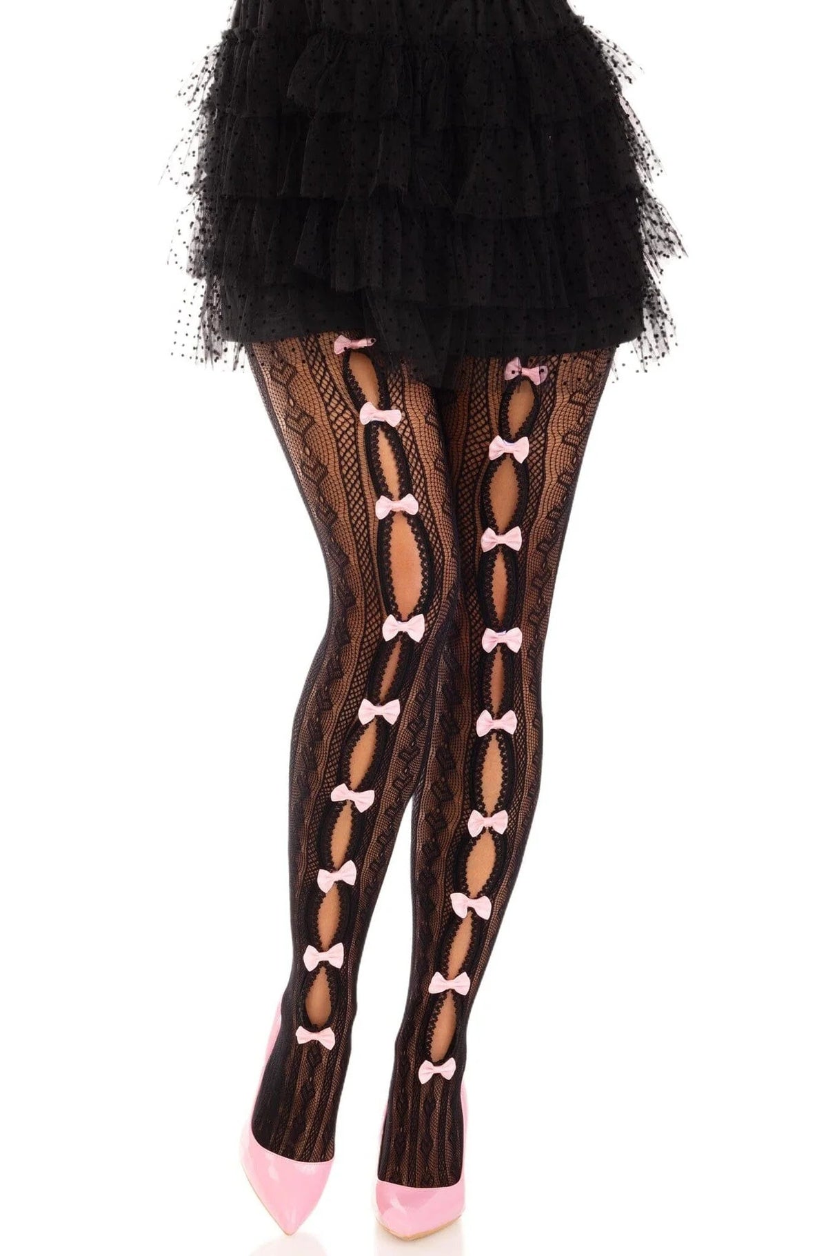 Sweetheart Striped Tights with Mini Bow Detail