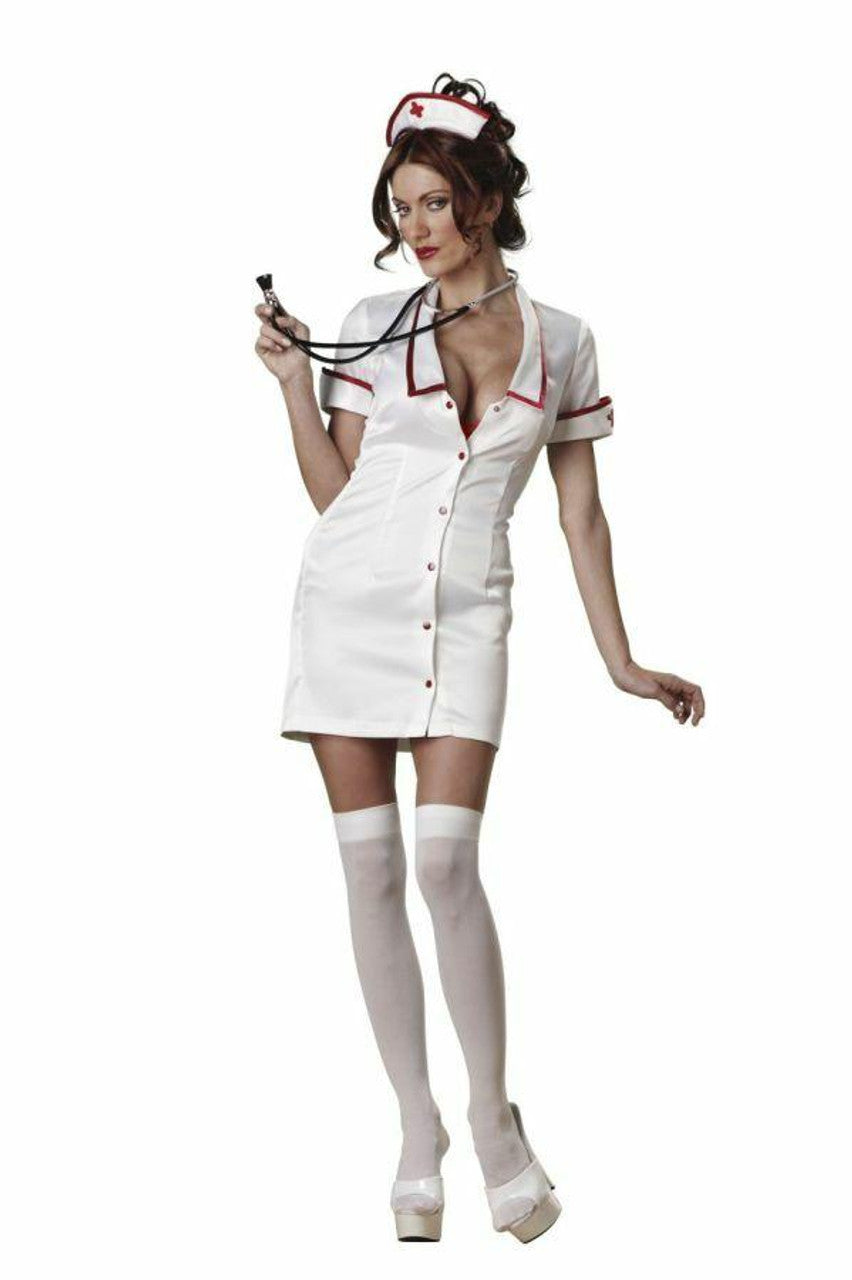 White Nurse costume with snap up mini-dress