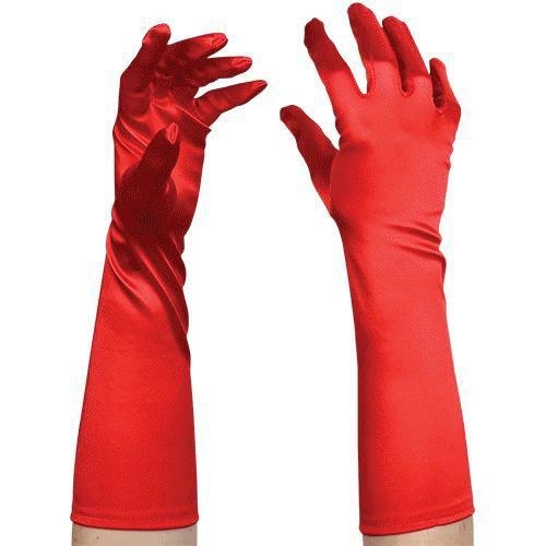 Long Red Satin Gloves