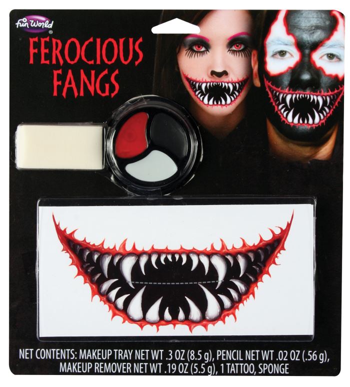 Fun World Ferocious Fangs Makeup Kit Red One Size