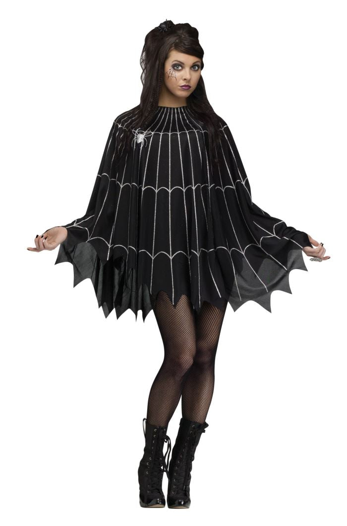 Silver Glitter Spiderweb Poncho