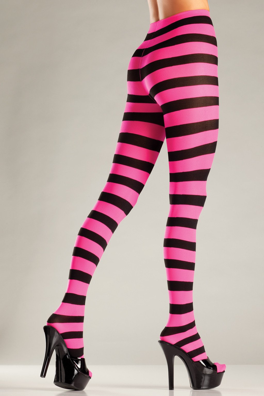 Pink & Black Wide Stripe Opaque Tights