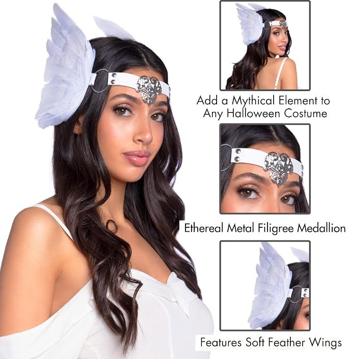 Feather Headband with Metal Medallion Accent