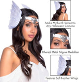 Feather Headband with Metal Medallion Accent