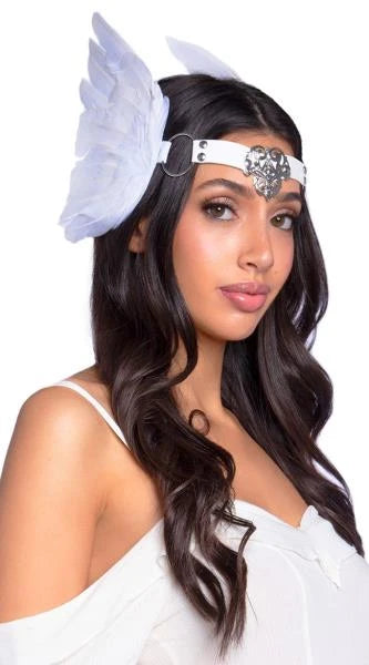 Feather Headband with Metal Medallion Accent
