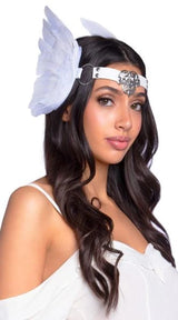 Feather Headband with Metal Medallion Accent