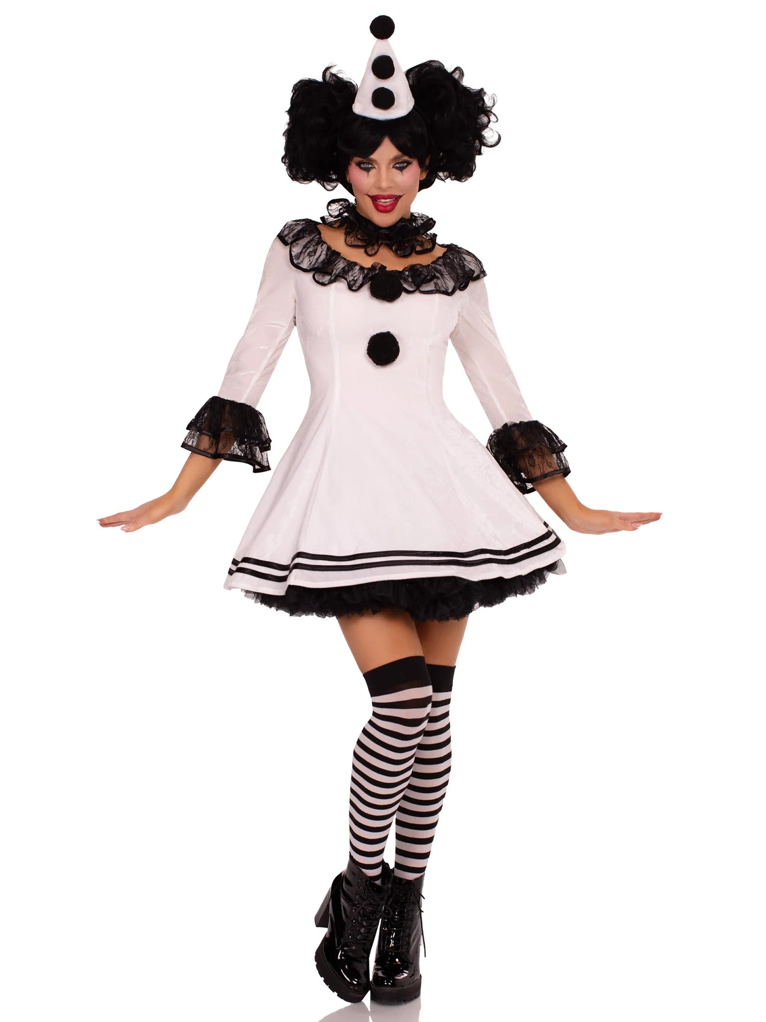 black and white clown dress Pierrot Clown Costume