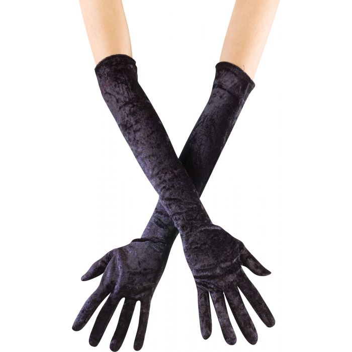 Long Velvet Black Gloves