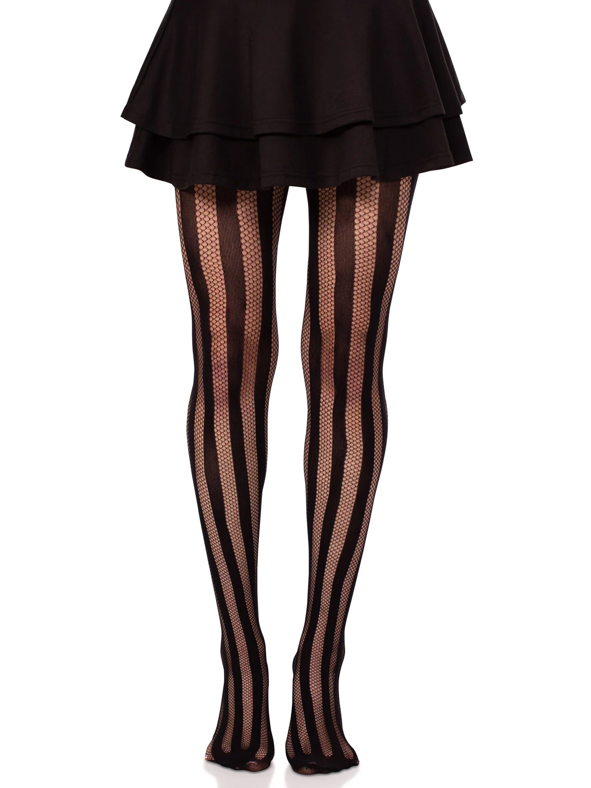 Net and Opaque Striped Tights