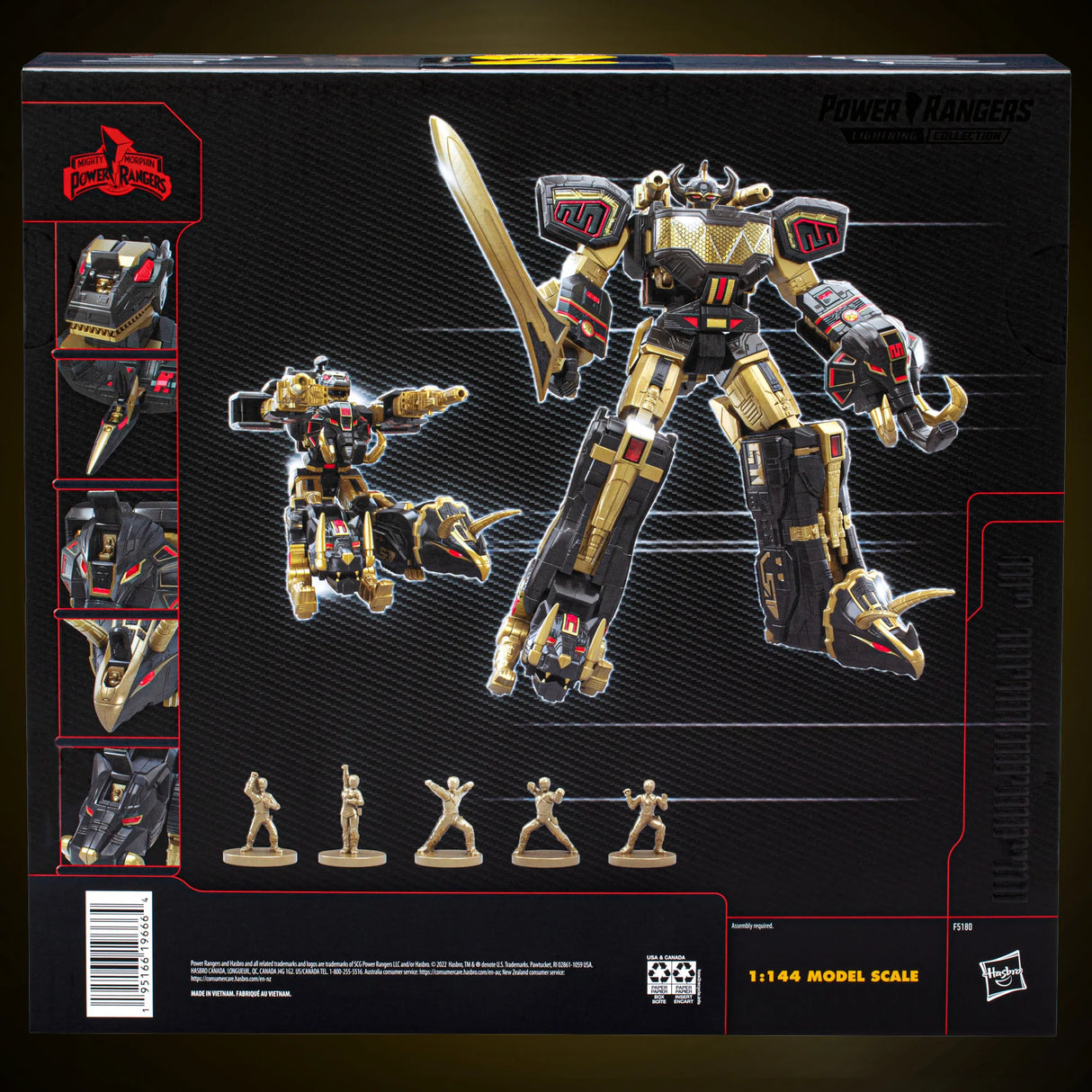 Power Rangers Lightning Collection Zord Ascension Project Mighty Morphin Dino Megazord Black and Gold Special Edition