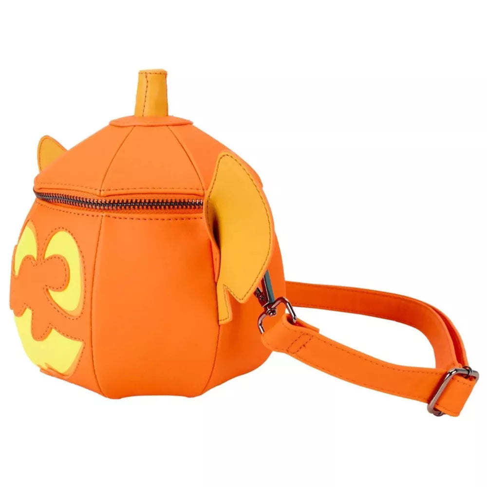 Loungefly Disney Stitch Pumpkin Head Figural Glow Crossbody Bag