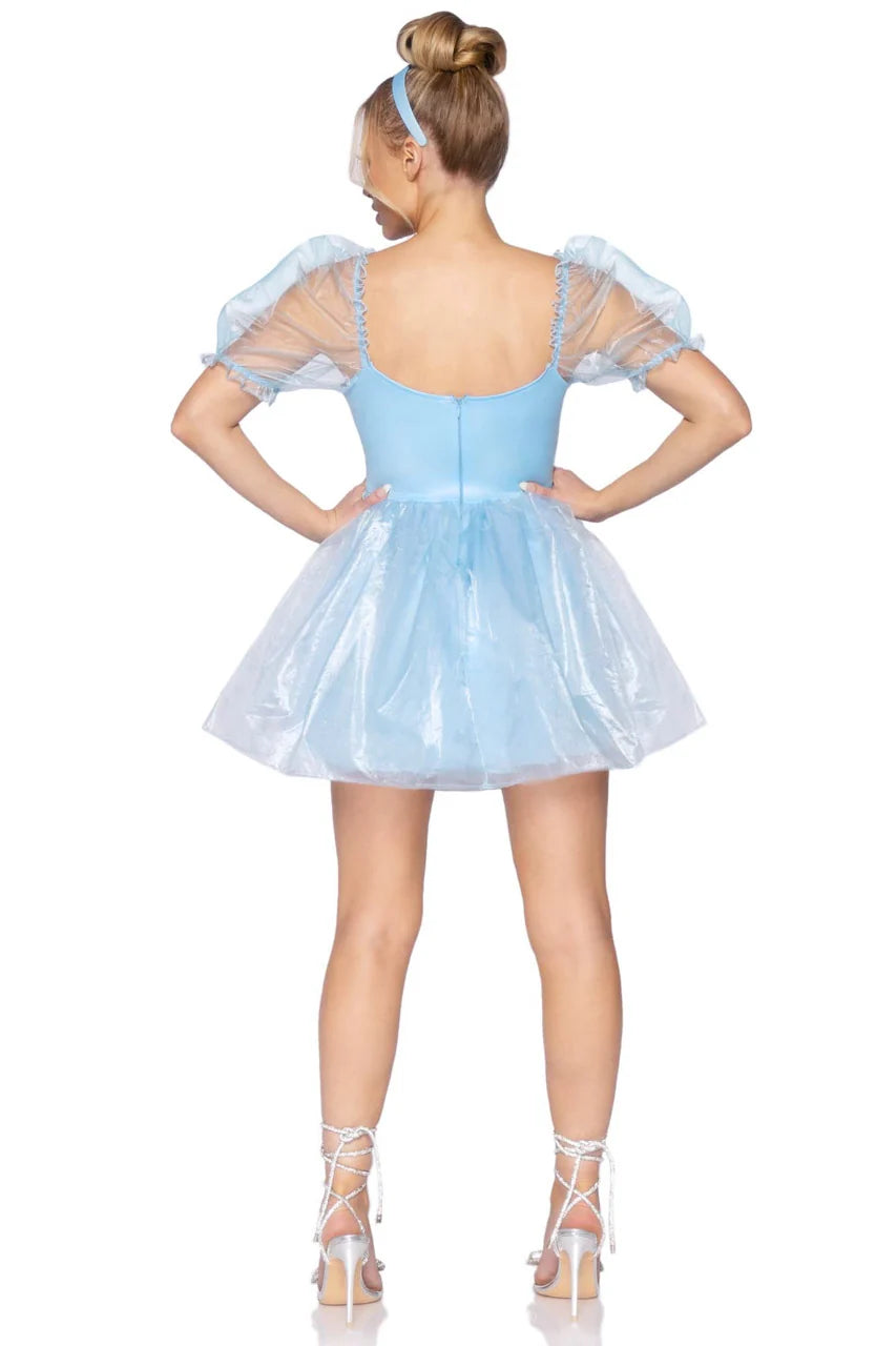 Frosted Organza Blue Babydoll Dress