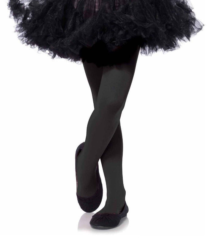 Girl's Black Opaque Tights