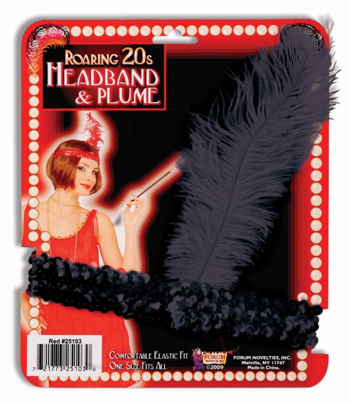 Black Sequin Flapper Headband