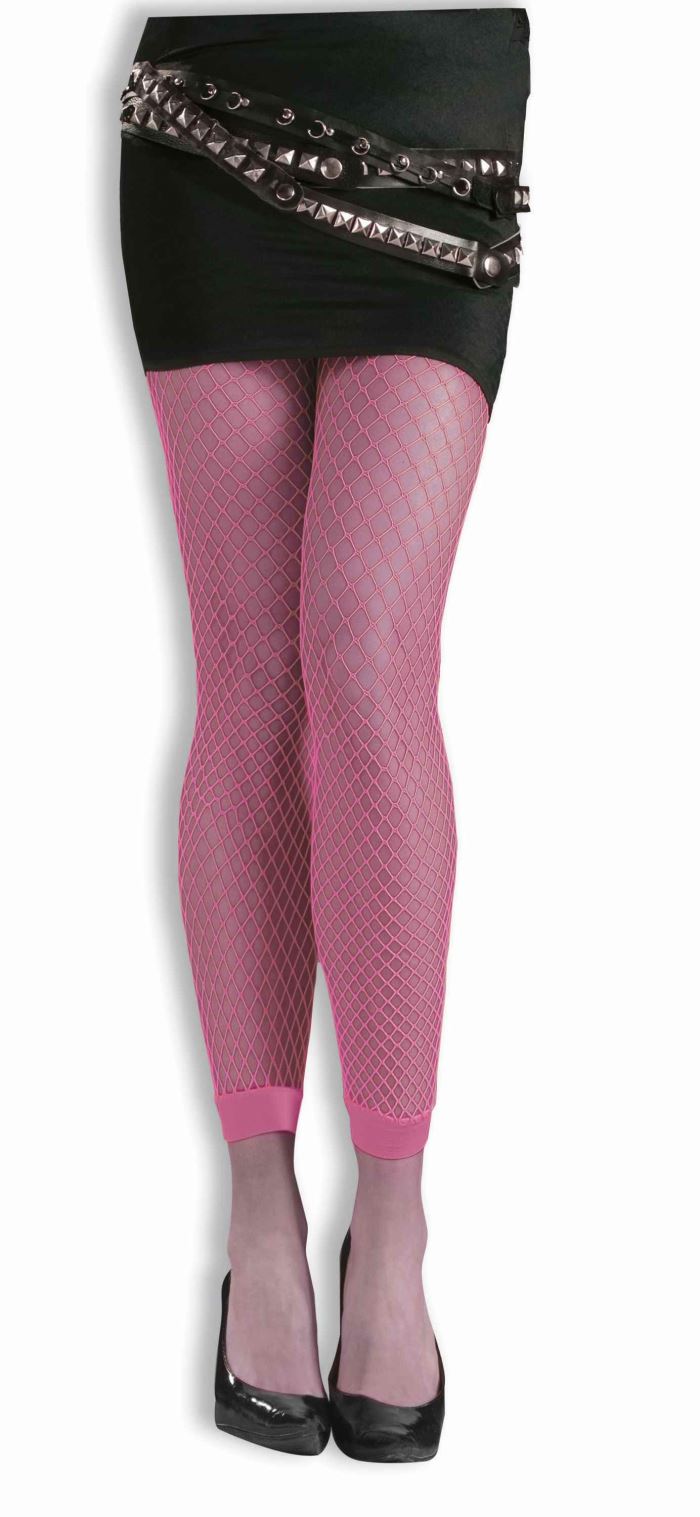 Neon Pink Footless Fishnets