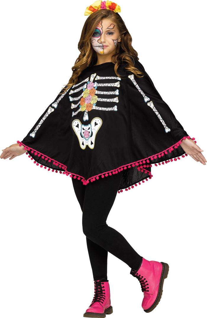 Day of the Dead Poncho Child