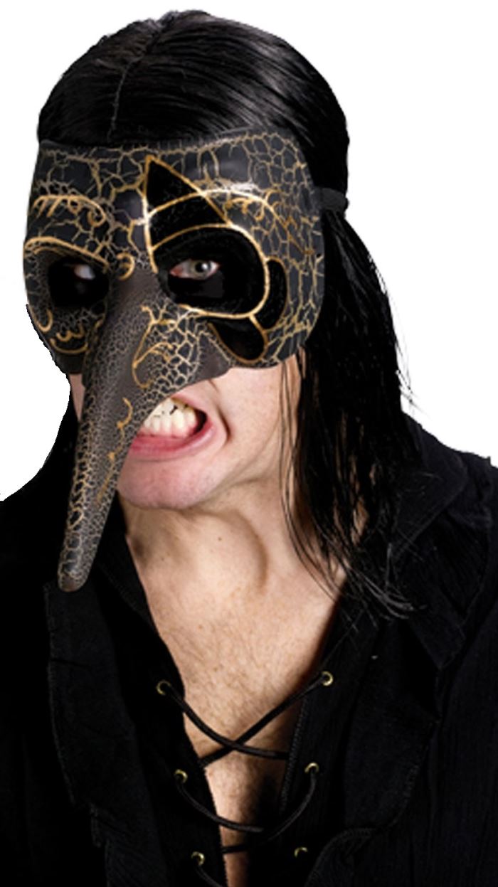 Venetian Raven Black Crackle Mask