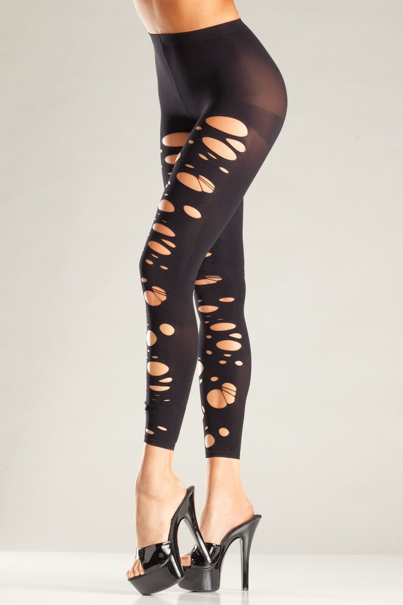 Ripped Spandex Footless Tights