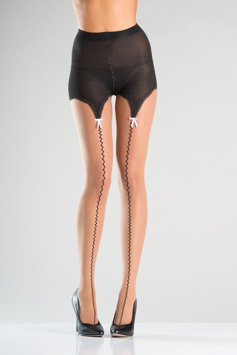 Sheer Tights with Faux Garterstrap Design